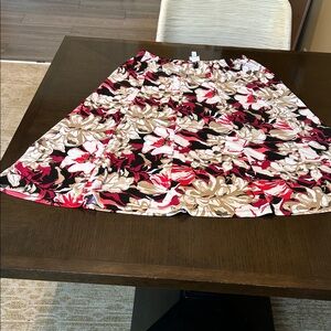 JM Collection Floral A-Line Skirt in Black, Pink, and Tan